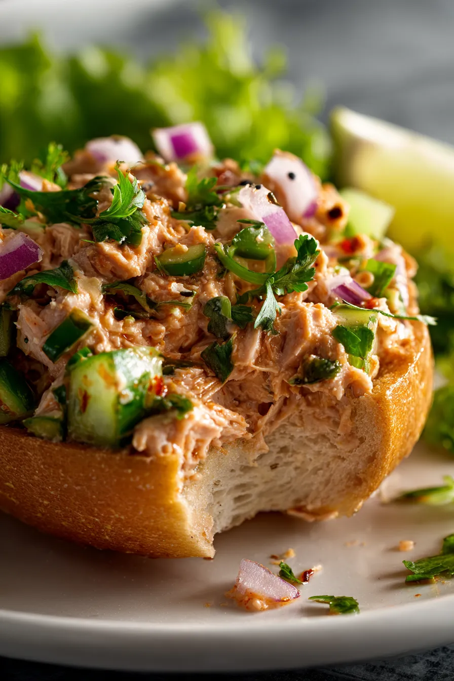 tuna salad preparation mixing bowl