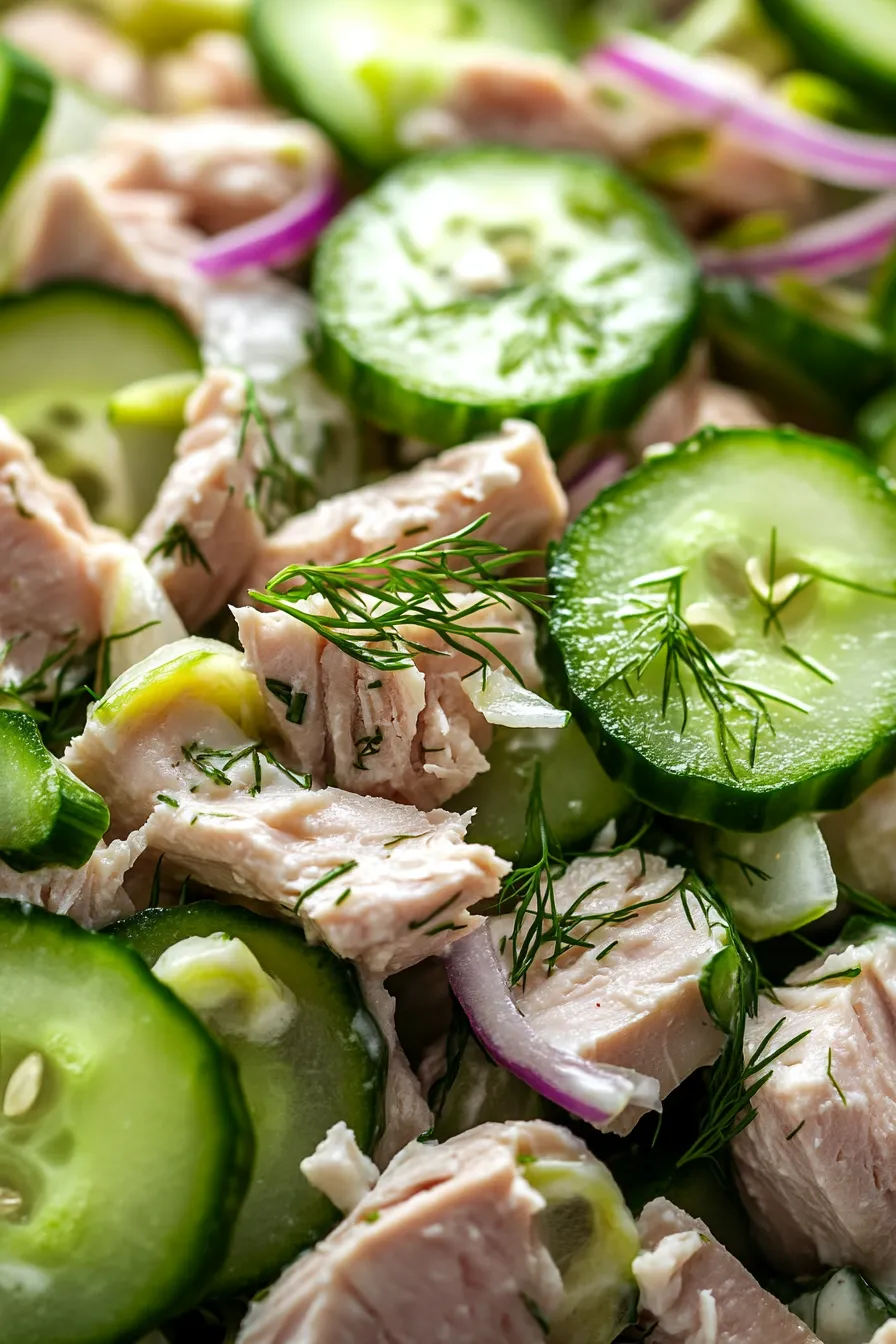 Tuna Salad with Cucumber & Yogurt Dressing-ingredients-scattered
