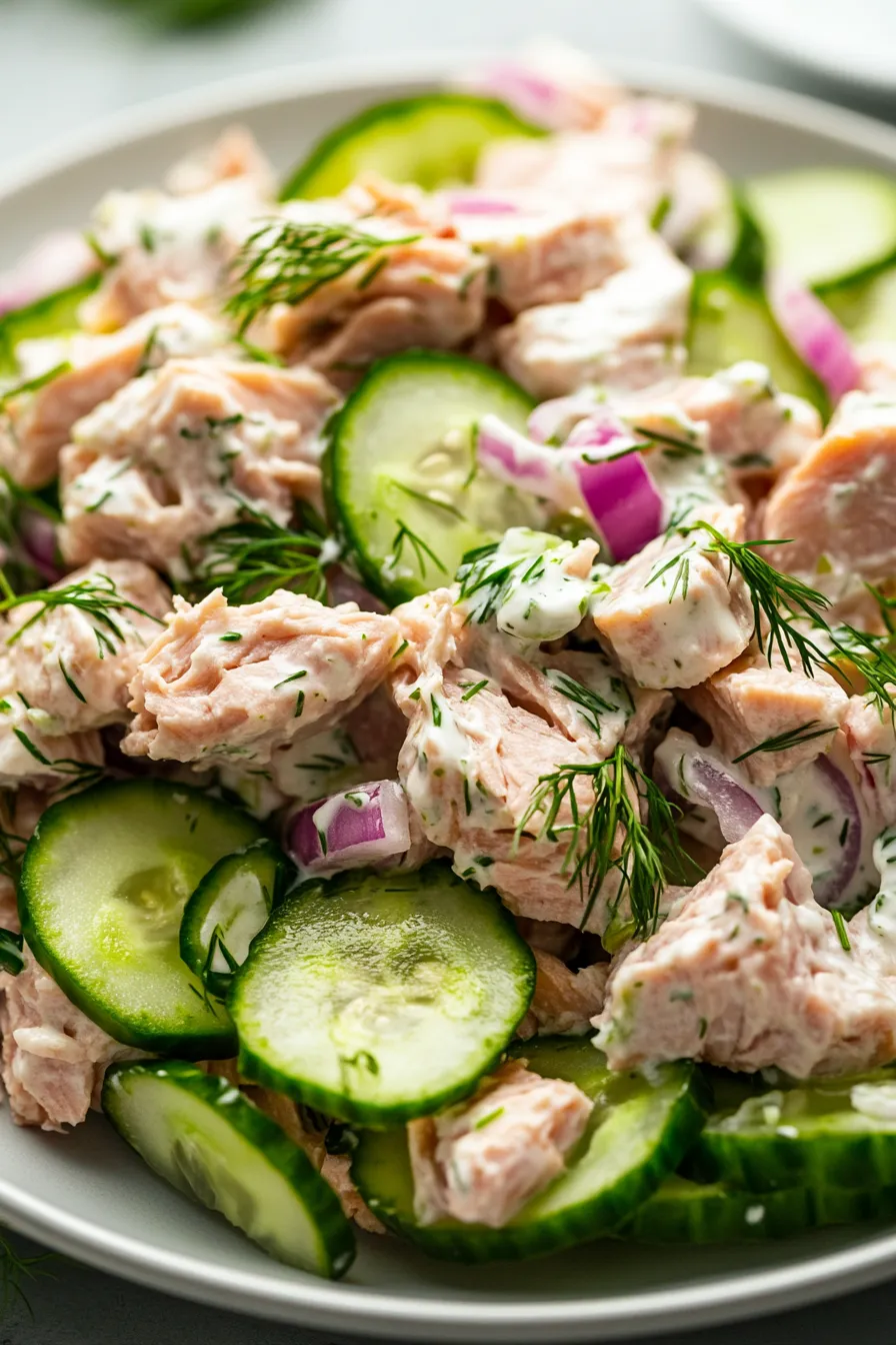 Tuna Salad with Cucumber & Yogurt Dressing-sandwich-sideview