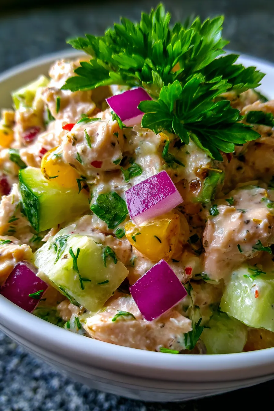 Tuna Salad with Pickles & Relish-fresh-bowl-sideview