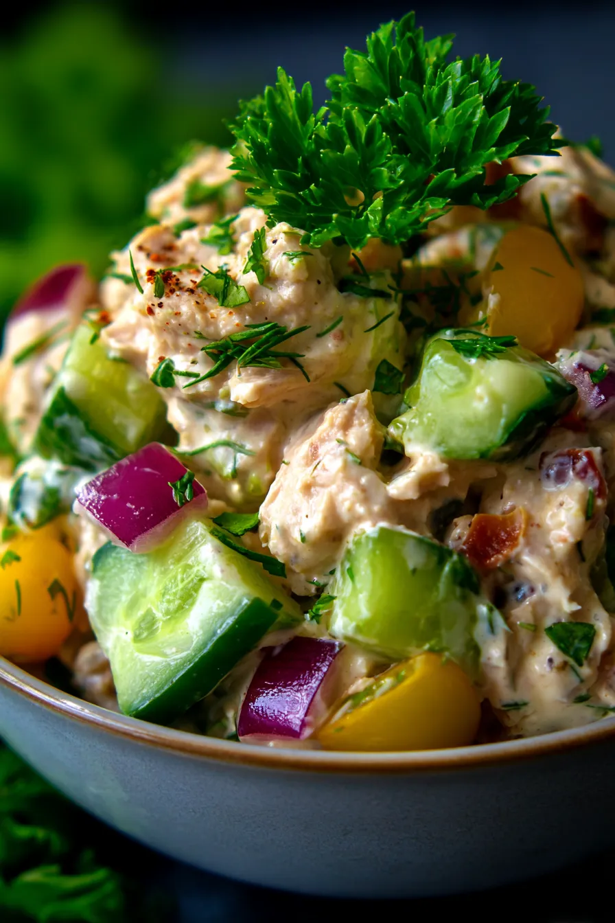 Tuna Salad with Pickles & Relish-sandwich-closeup-vibrant