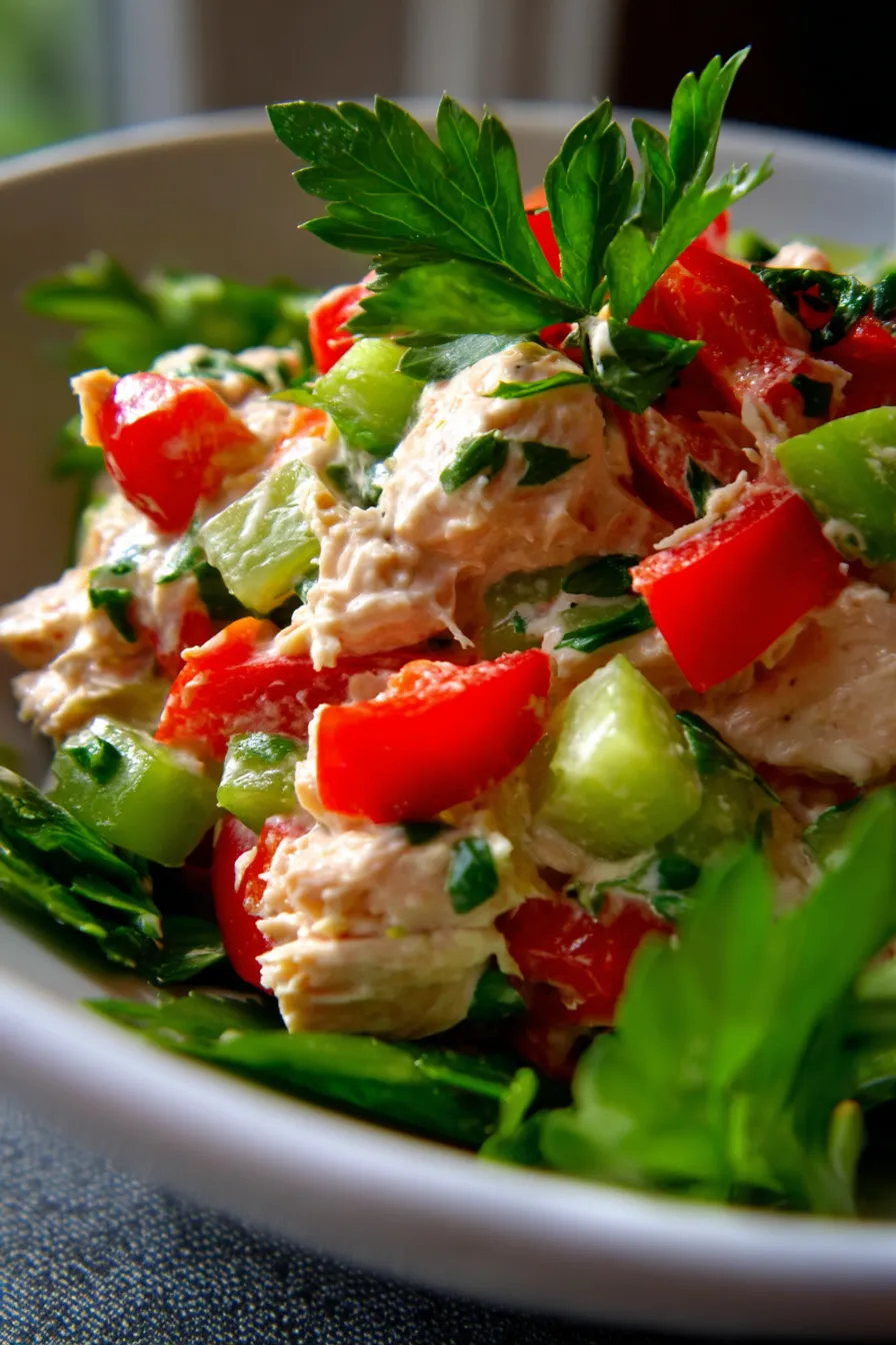 Tuna Salad with Roasted Red Peppers-sandwich-closeup