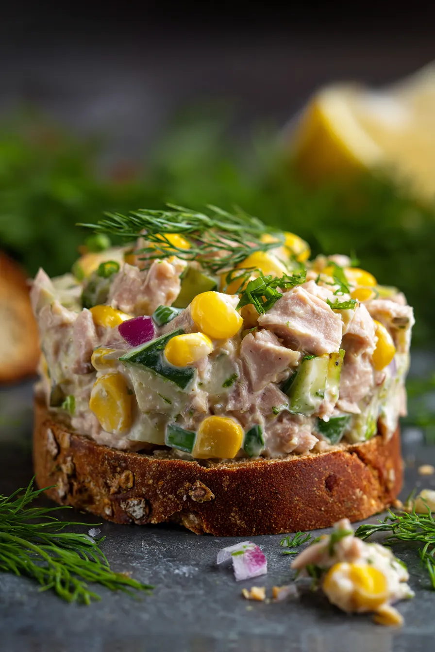 Tuna Salad with Sweet Corn & Dill-sandwich-overhead