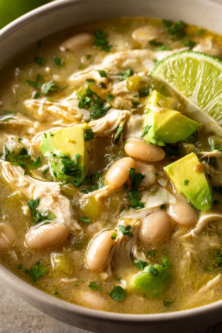 White Chicken Chili with Lime & Avocado creamy texture
