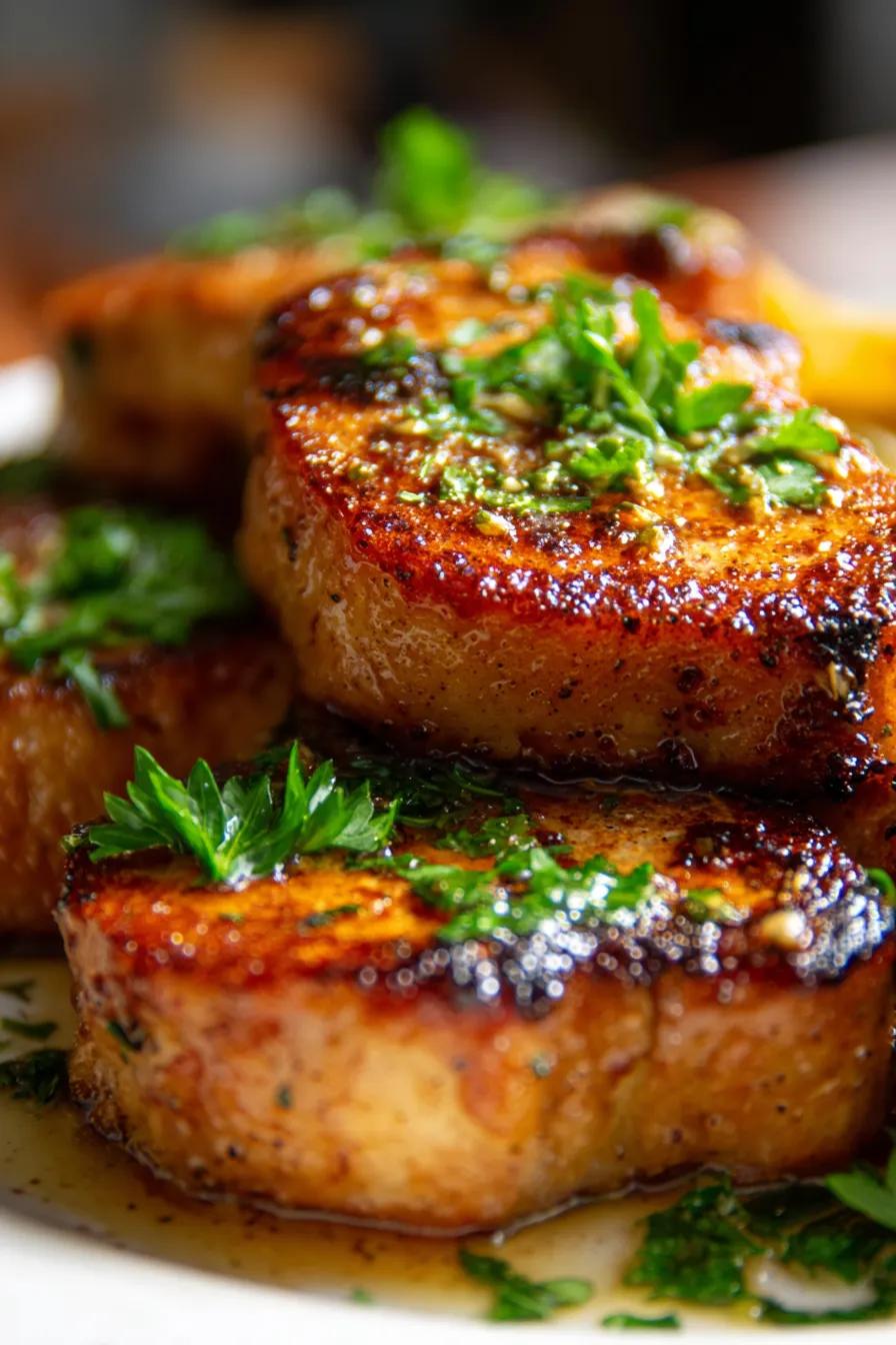 20-Minute Garlic Butter Pork Chops-tender meat-texture