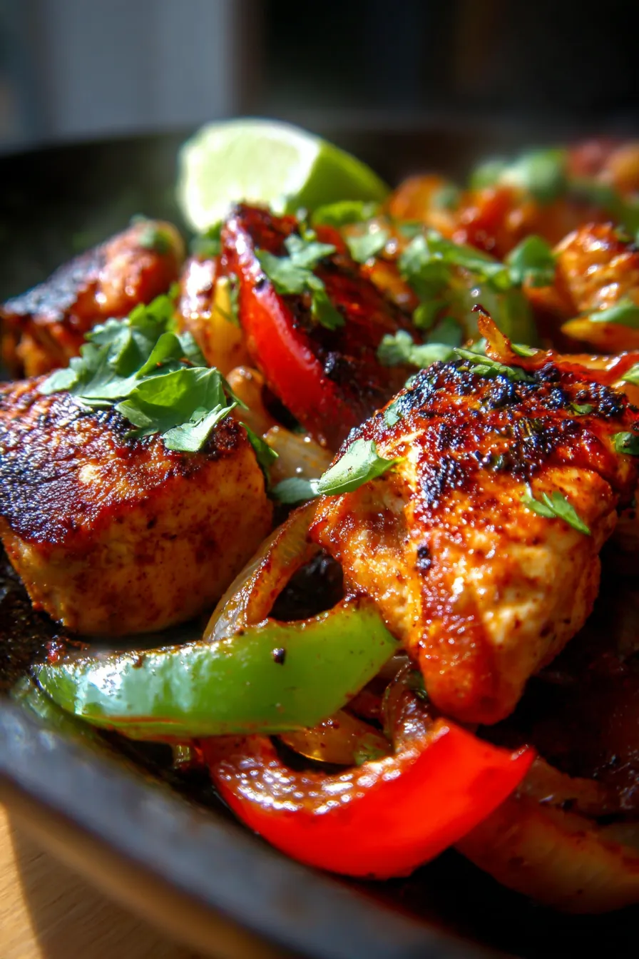 Air Fryer Chicken Fajitas-garnished-lime