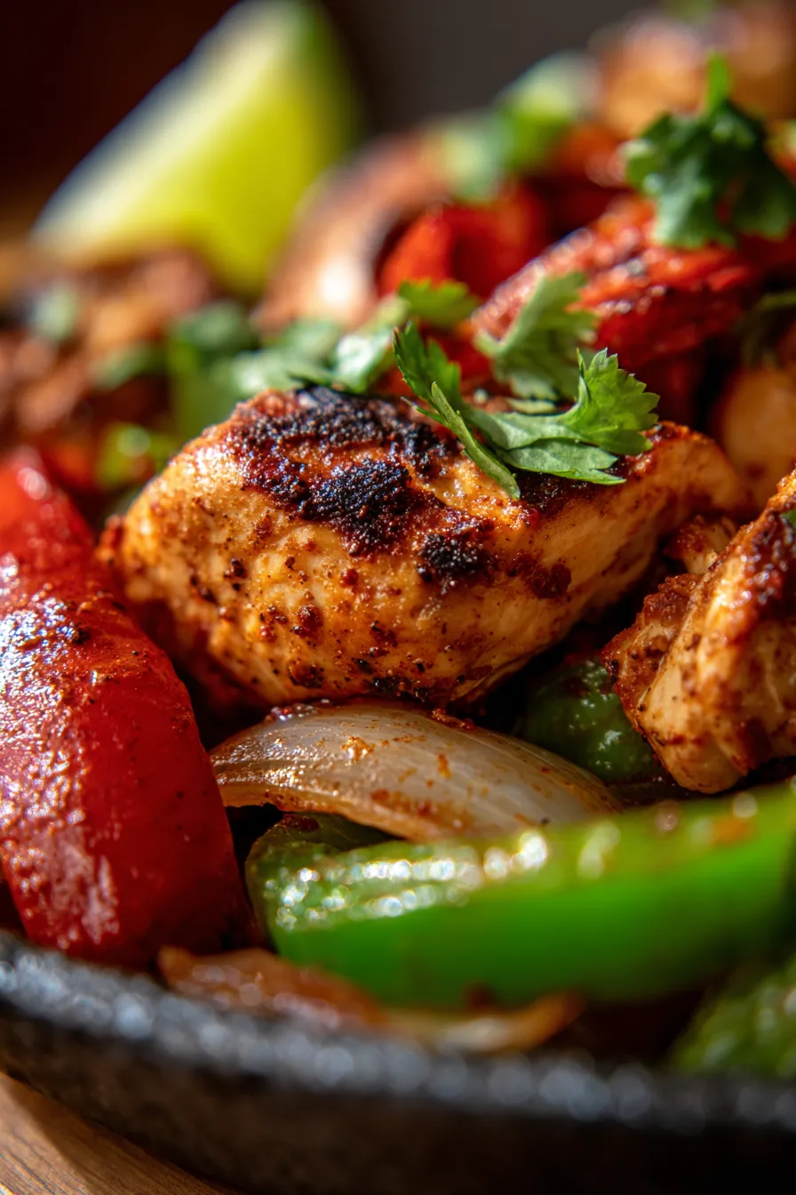 Air Fryer Chicken Fajitas-texture-closeup