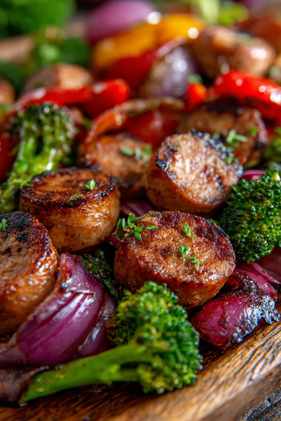 Air Fryer Chicken Sausage and Veggies-colorful-fresh-plated