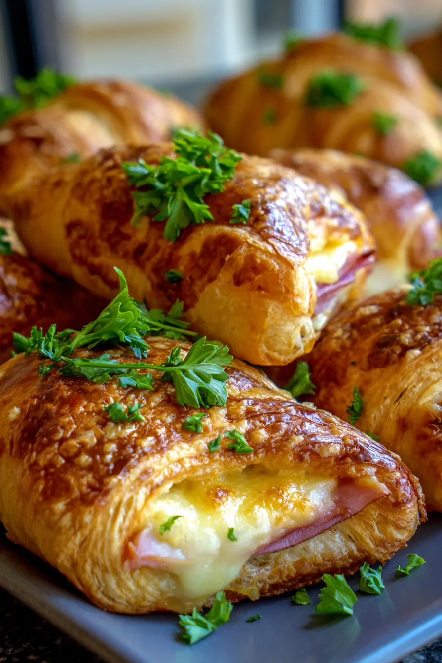 Baked Ham and Cheese Croissants-flaky-pastry-texture
