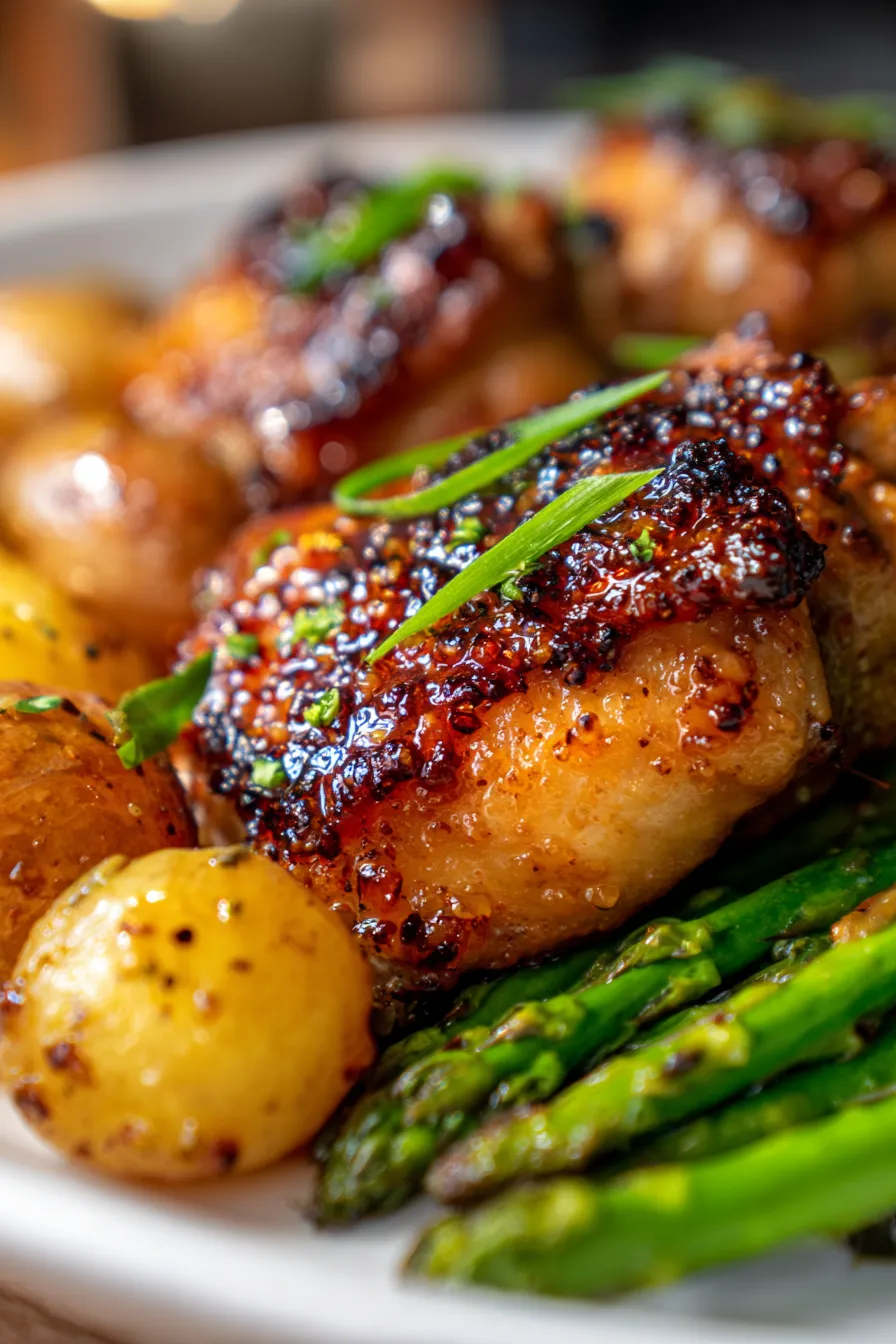 Baked Honey Mustard Chicken Thighs-juicy interior-closeup