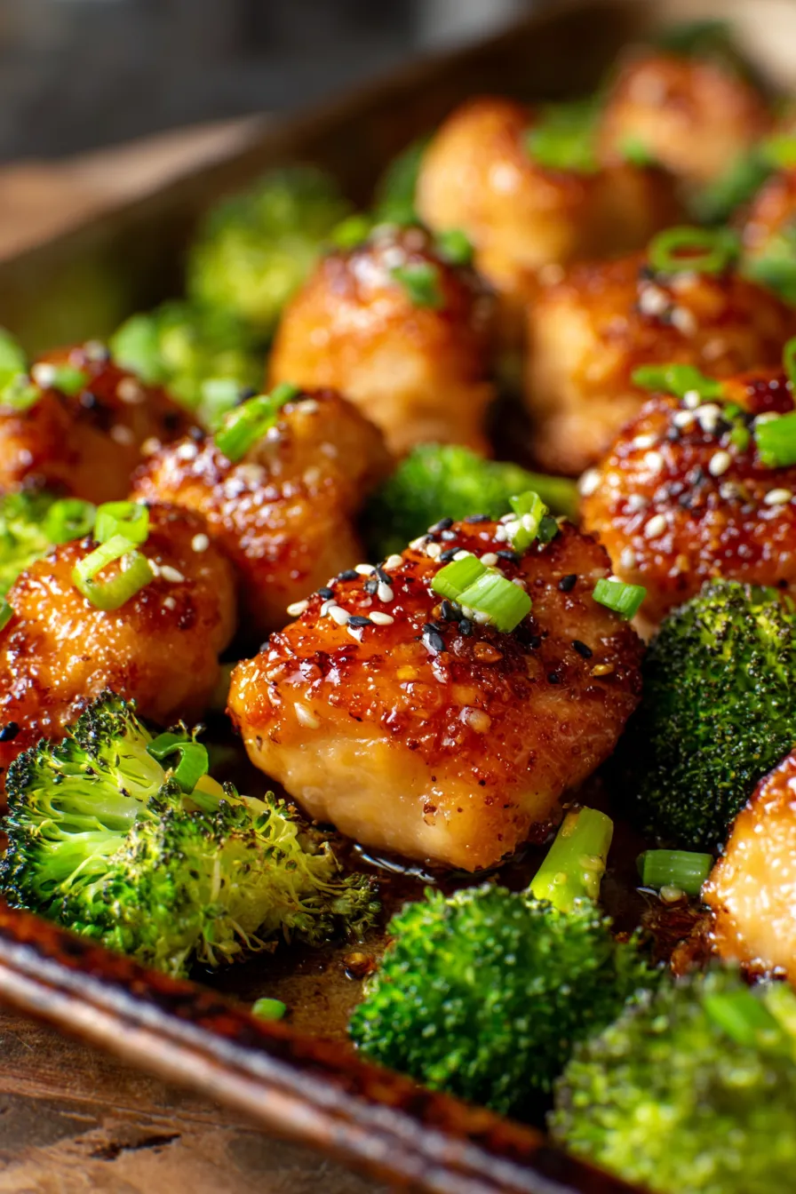 Baked Honey Sesame Chicken (One Pan)-sauce-glistening