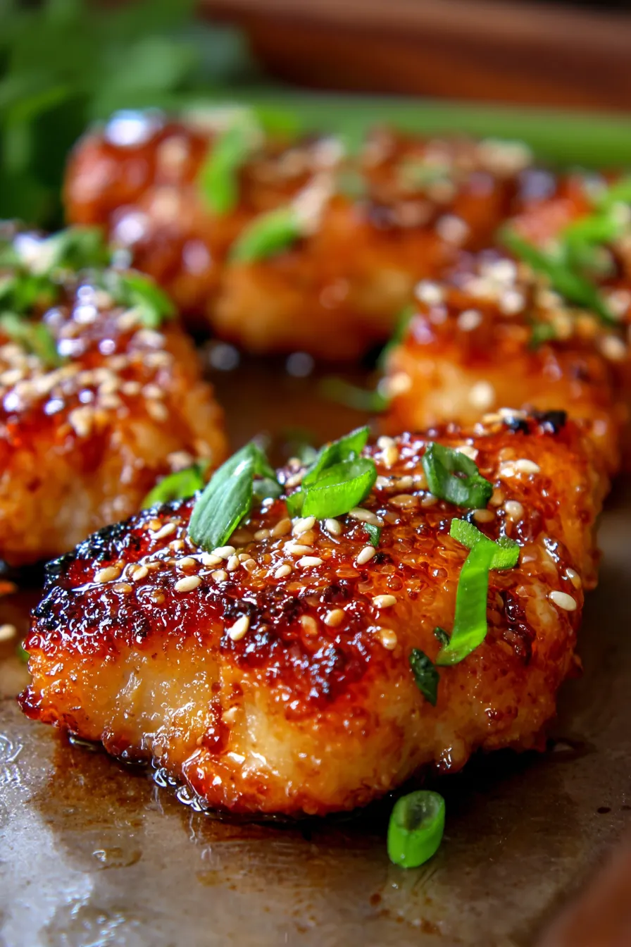 Baked Honey Sesame Chicken-platter-serving