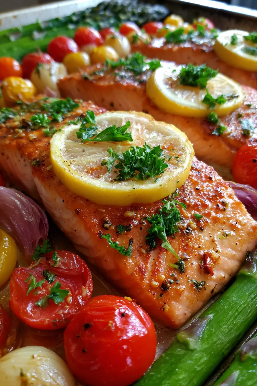 baked salmon close up