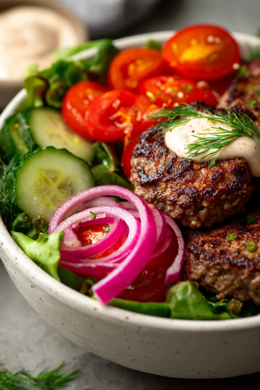 Burger Bowls for a Quick & Healthy Dinner-assembly-closeup