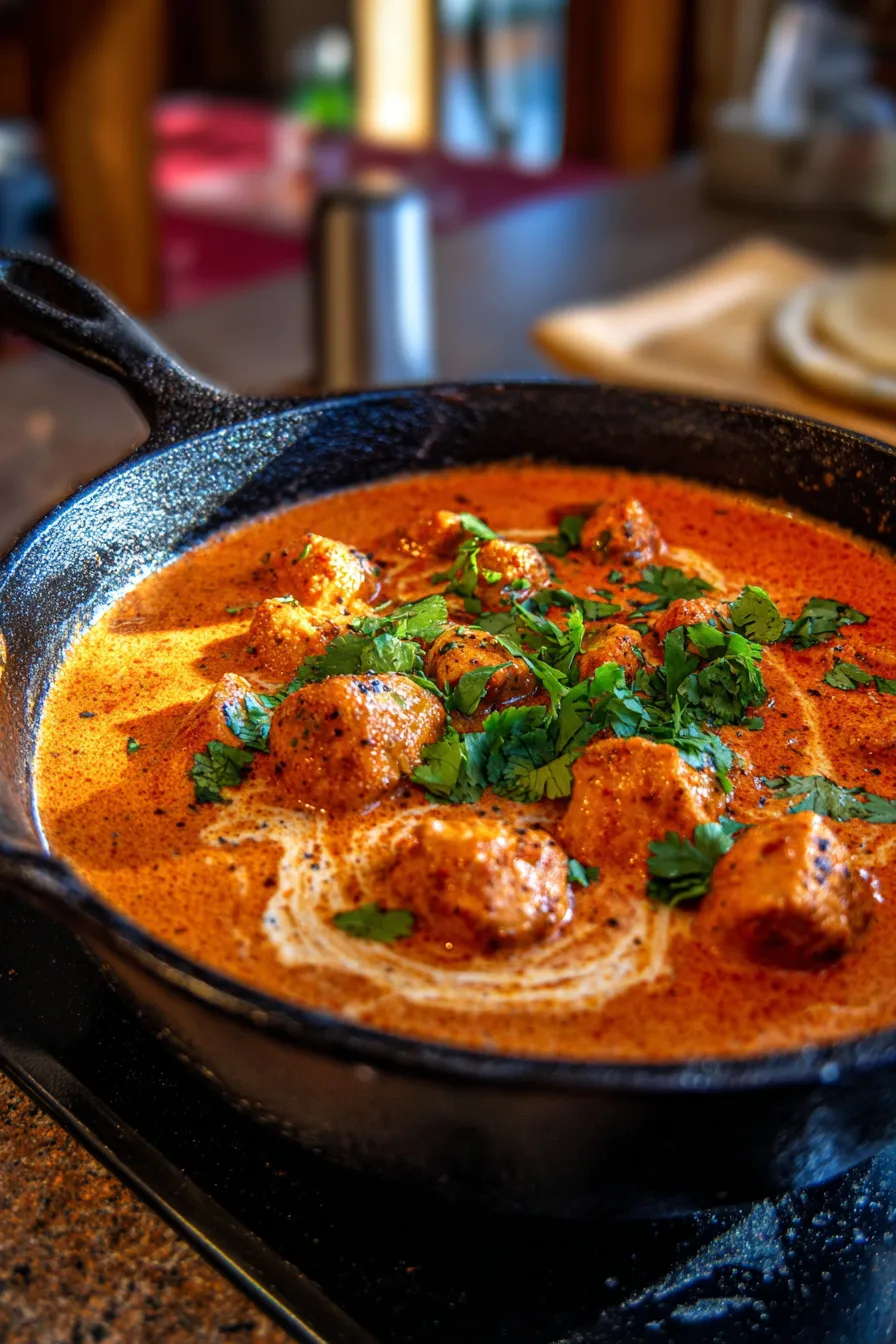 Butter Chicken - creamy sauce - close up