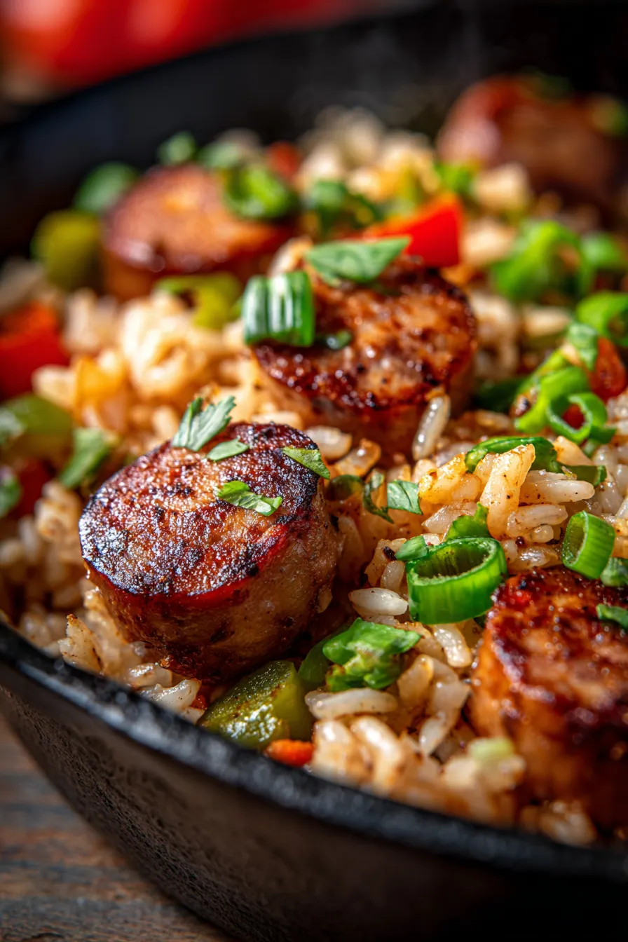Cajun Sausage and Rice Skillet (One-Pan Dinner)-family-dinner-table