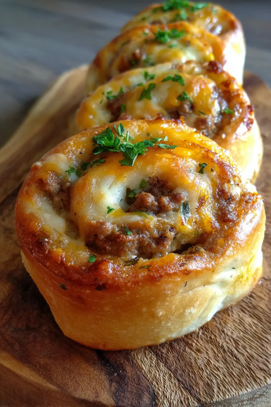 Cheesy Beef Rollups-flaky dough-overhead