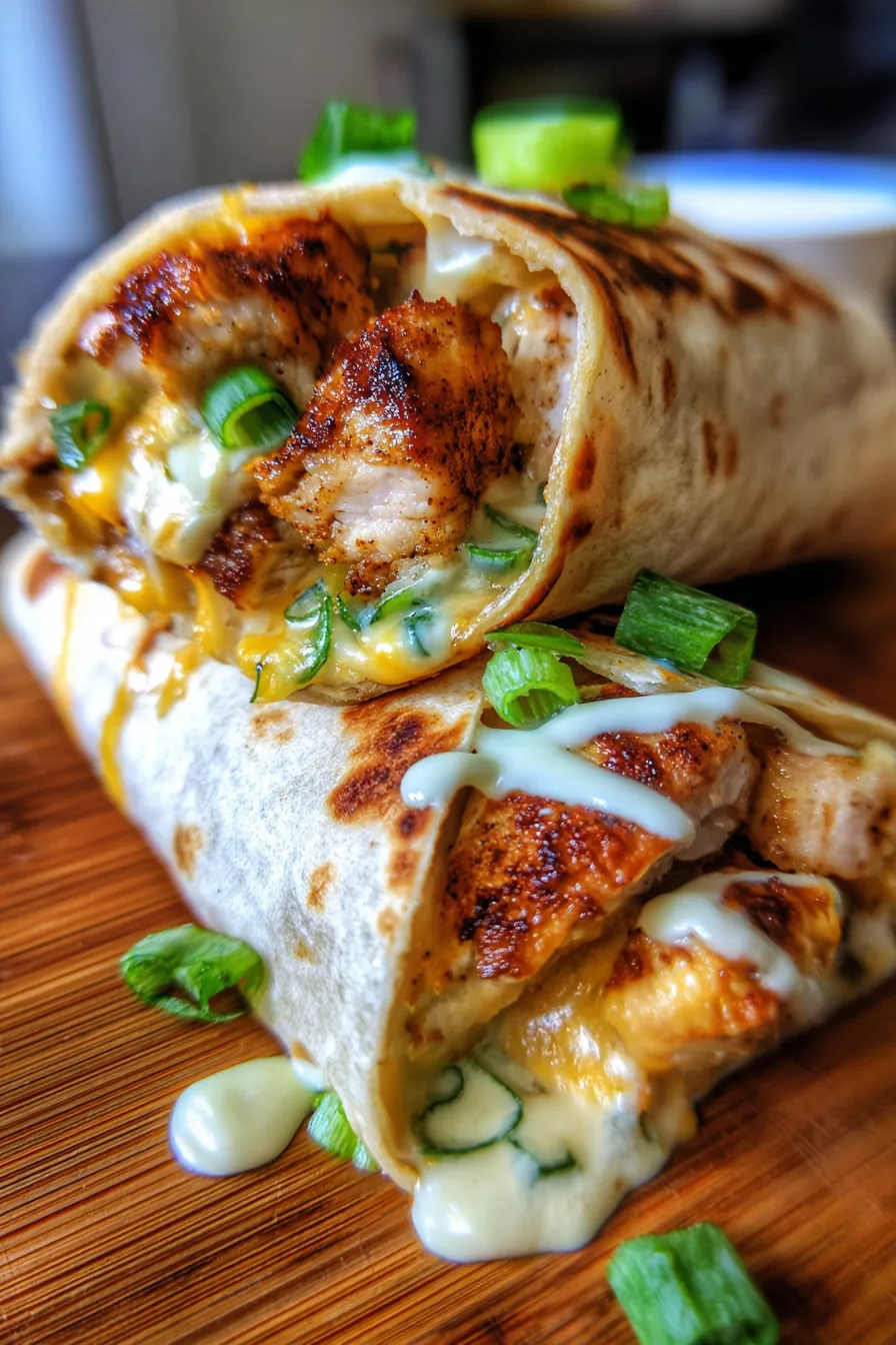 Cheesy Garlic Chicken Wraps-plated-sauce-drizzle