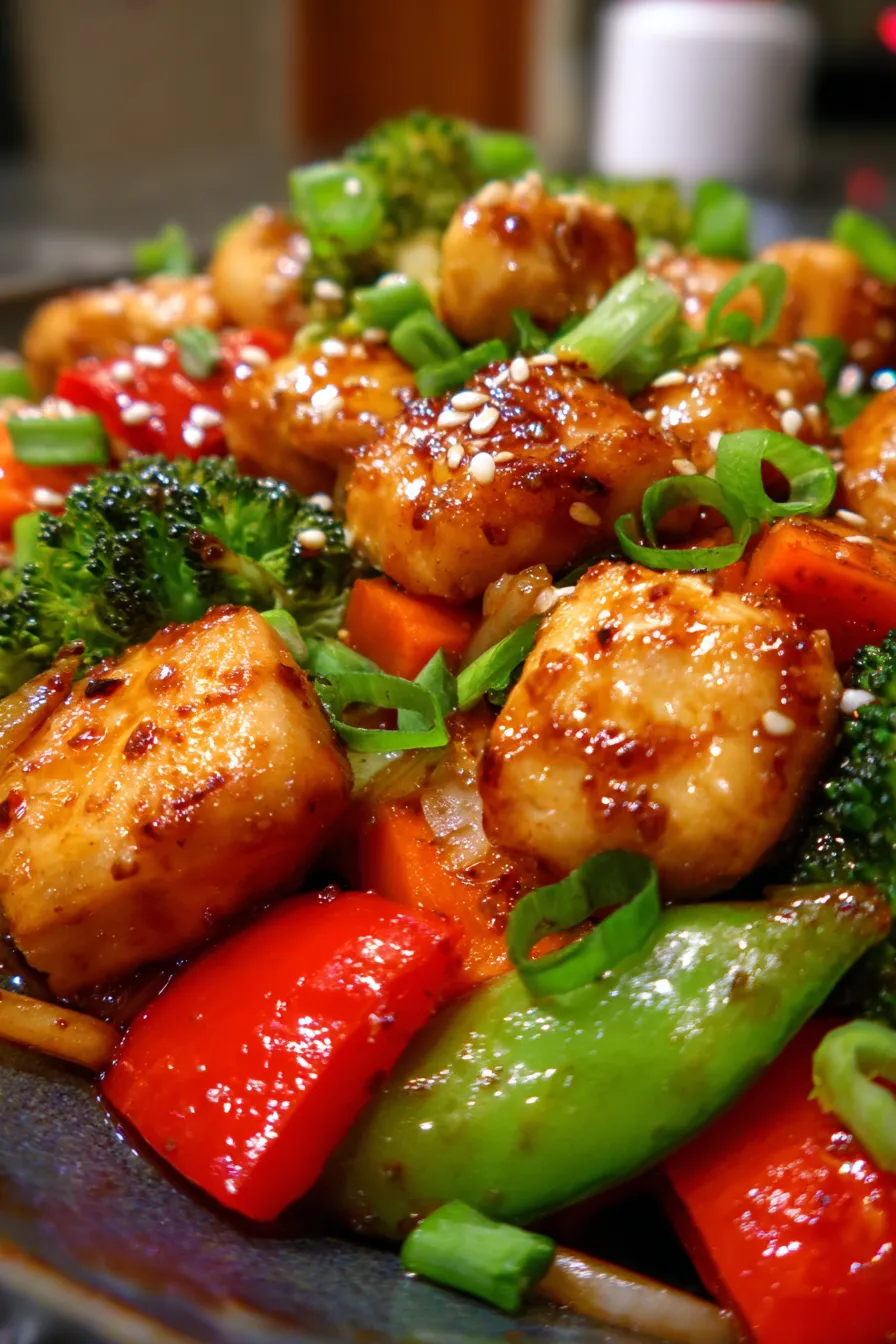 Chicken and Vegetable Stir Fry-texture-closeup