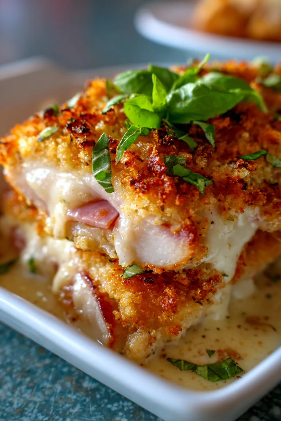 Chicken Cordon Bleu Casserole with Creamy Dijon Sauce-creamy-sauce-closeup