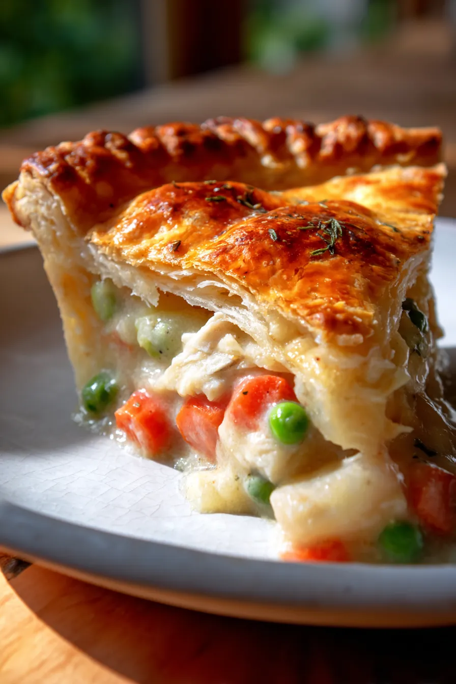Chicken Pot Pie-creamy filling-overhead