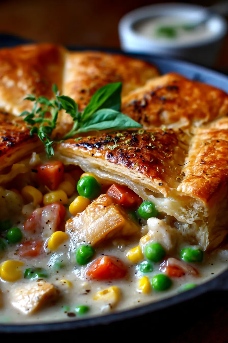 Chicken Pot Pie Skillet, rustic presentation