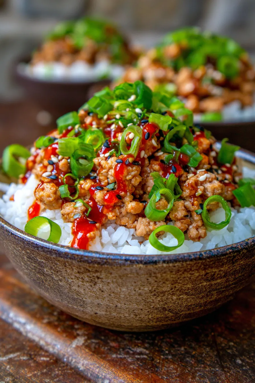 Close-up Teriyaki Turkey Bowls