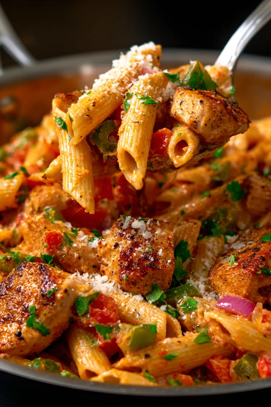 Creamy Cajun Chicken Pasta Skillet-serving-bowl