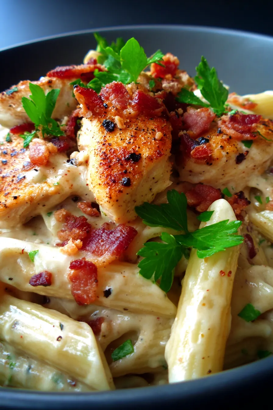 Creamy Chicken Bacon Ranch Pasta-ingredients-closeup