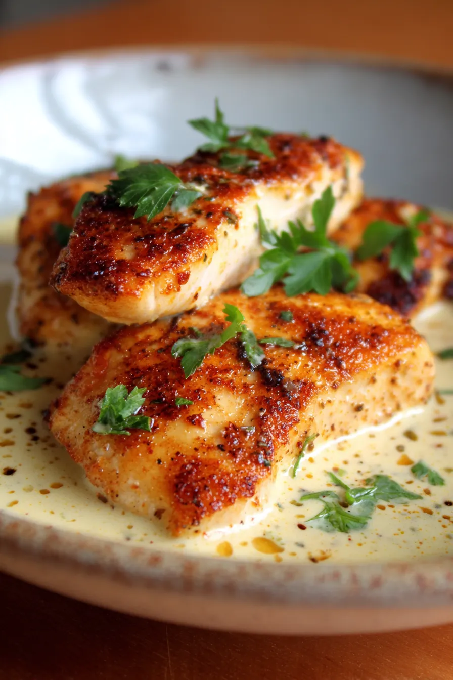 Creamy Garlic Chicken-sauce-velvety-garlic