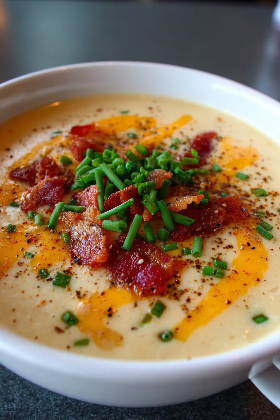 creamy potato soup texture close-up