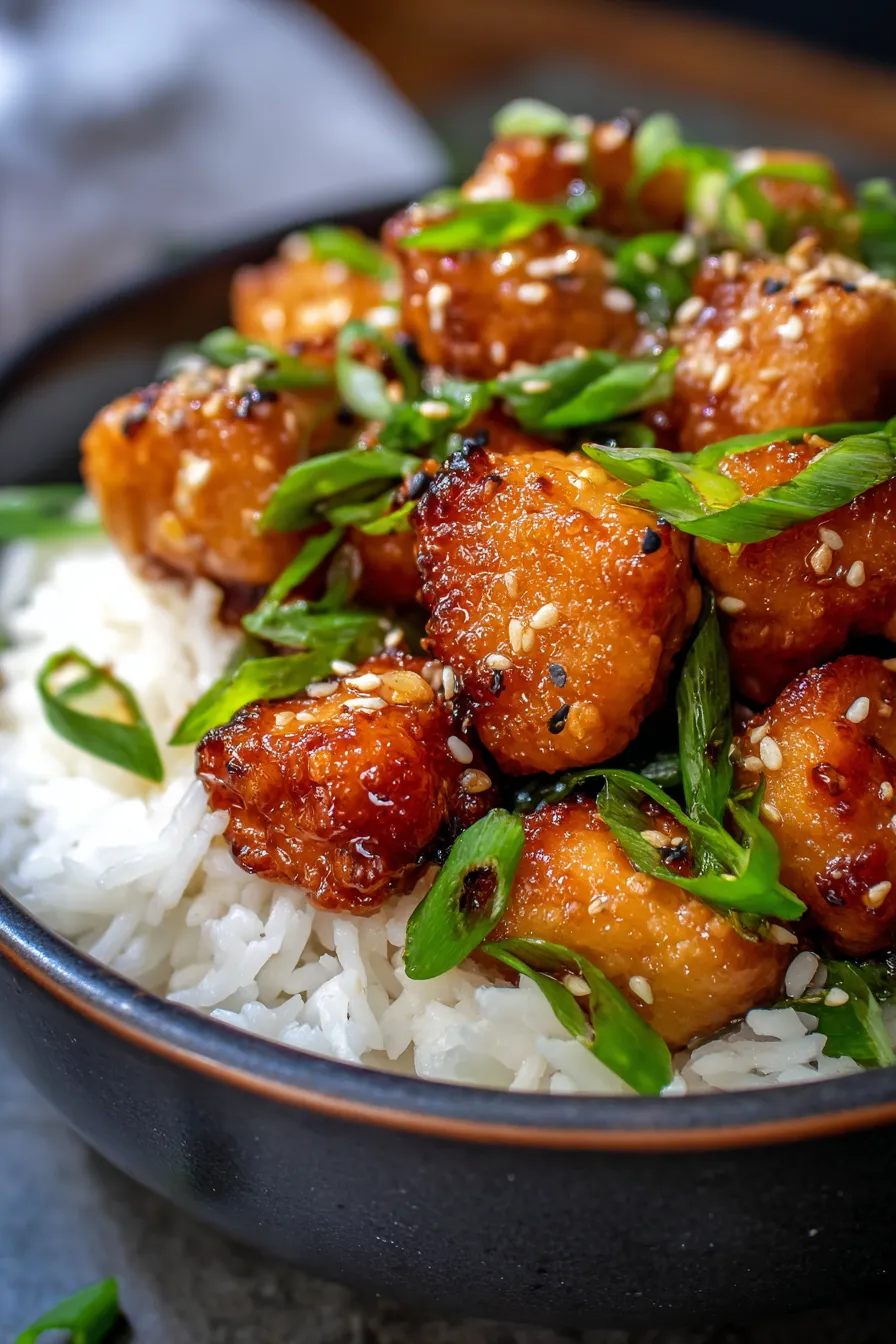 Crispy Sesame Chicken close up texture