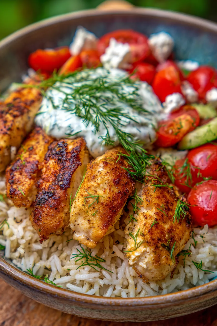 Dump-and-Bake Chicken Tzatziki with Rice, ingredients prep, chicken, rice, yogurt, cucumber