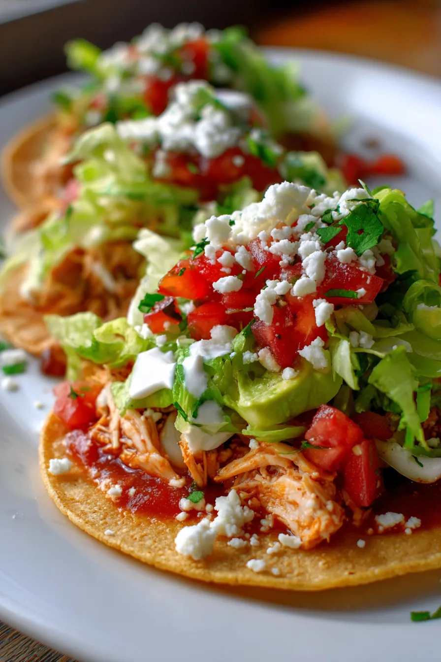 Easy Chicken Tostadas plate vibrant