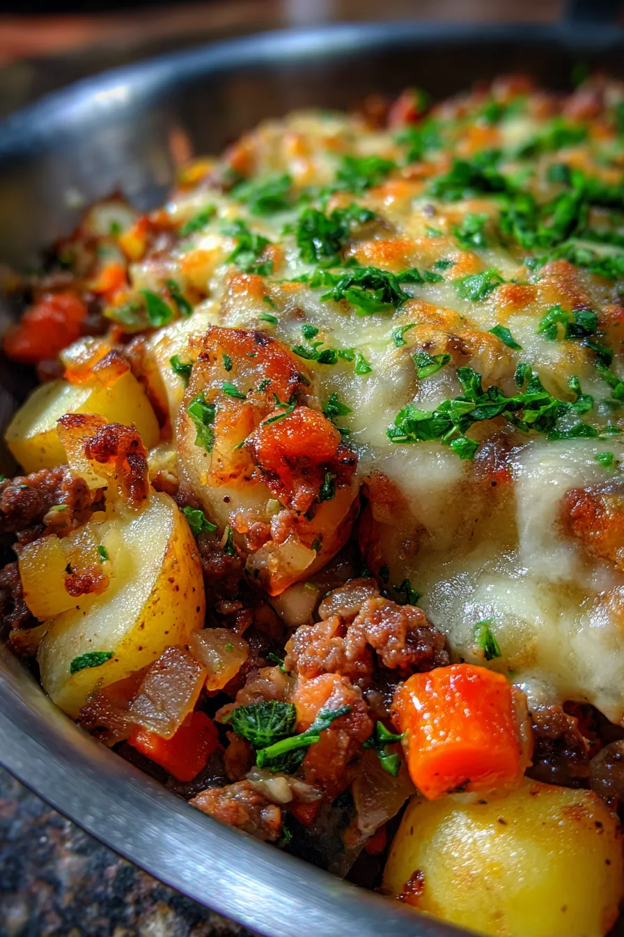 Easy Ground Beef Hobo Casserole for Weeknights-serving-spoon