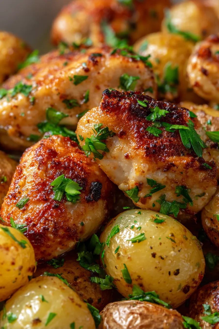 Garlic Parmesan Chicken and Potatoes (One-Pan)-crispy-texture