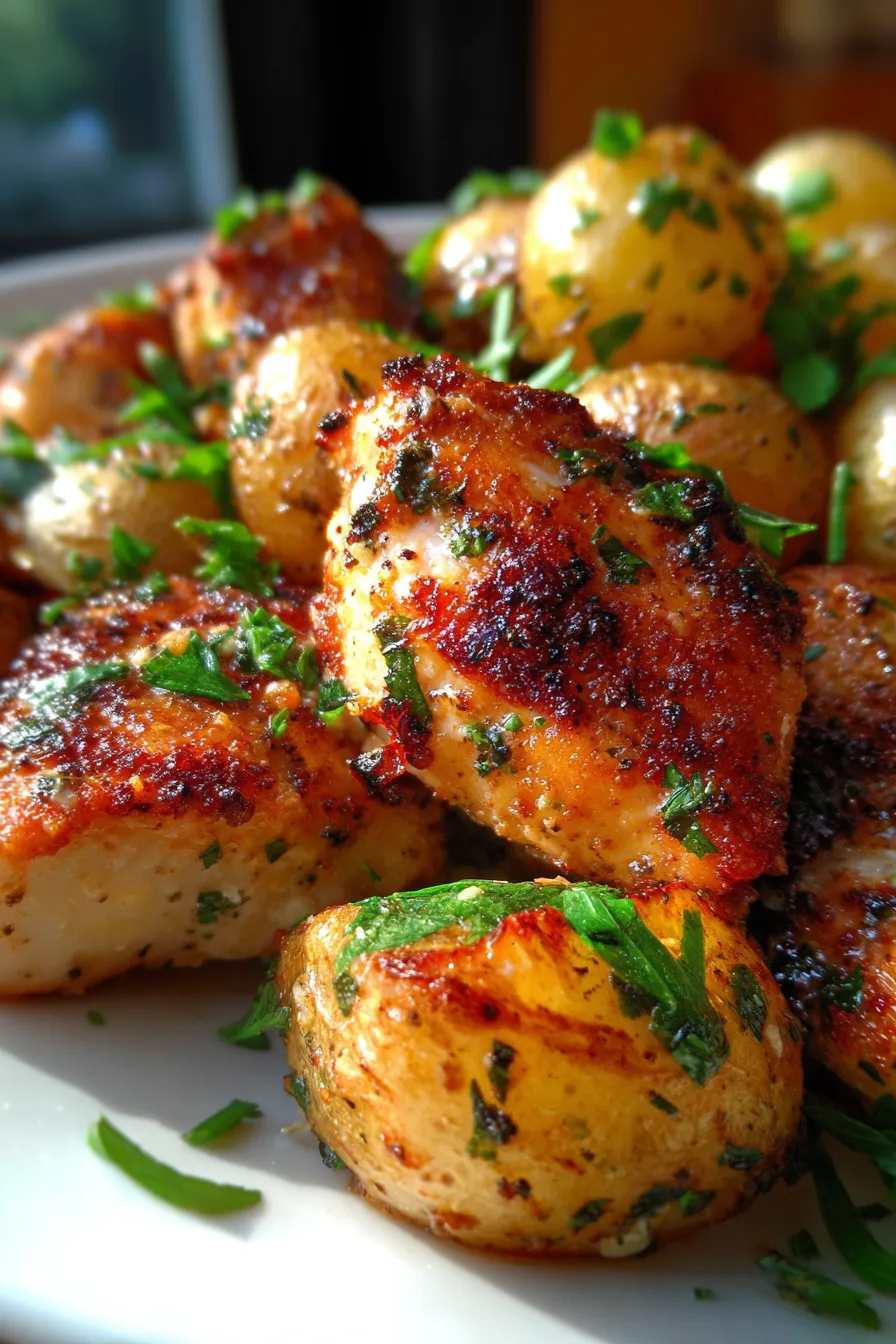 Garlic Parmesan Chicken and Potatoes (One-Pan)-serving-platter