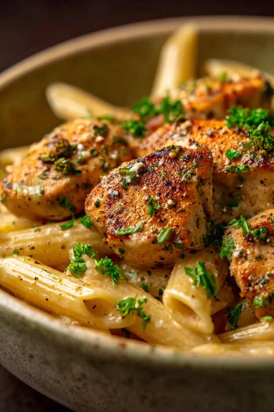 Garlic Parmesan Chicken Pasta – family dinner serving