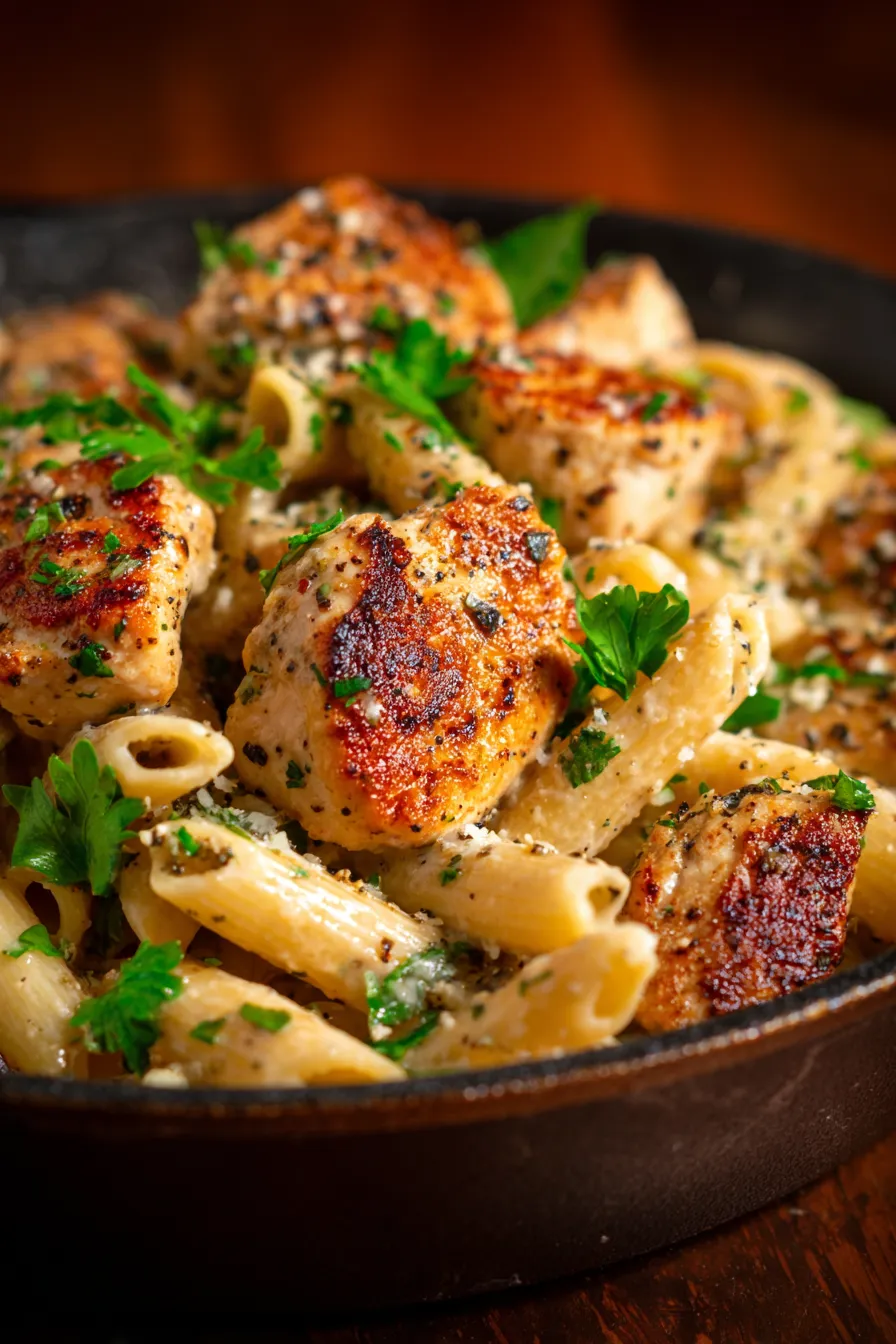 Garlic Parmesan Chicken Pasta Pasta-ingredients-overhead