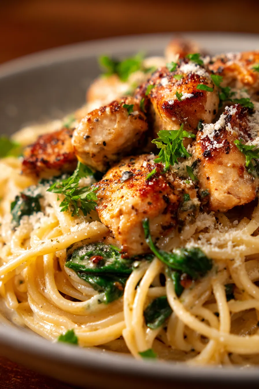 Garlic Parmesan Chicken Pasta-serving-bowl