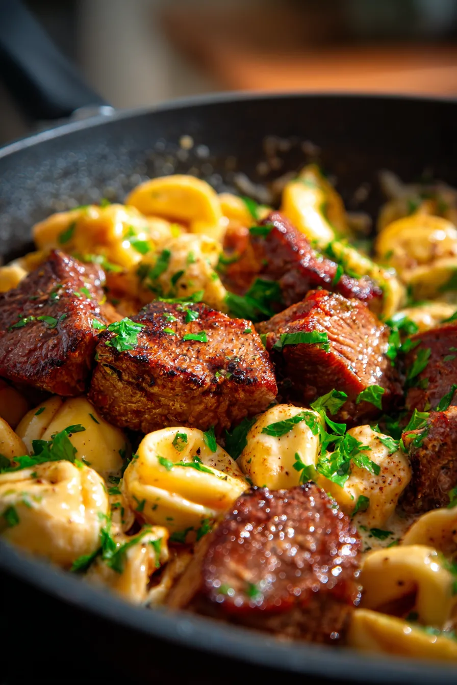 Garlic Steak Tortellini Skillet-ingredients-texture