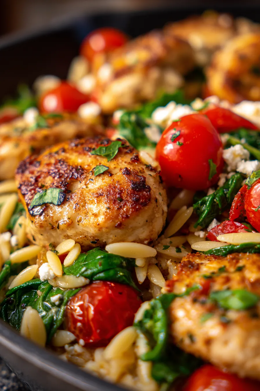 High-Protein Chicken Orzo Skillet-cooking-process