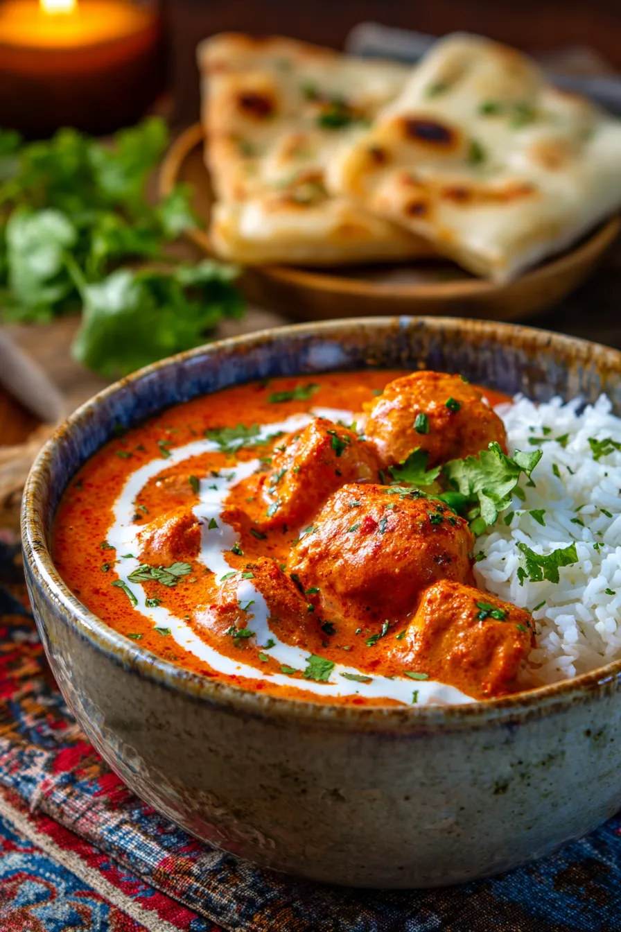 Homemade Butter Chicken with Creamy Spiced Sauce-texture-close-up
