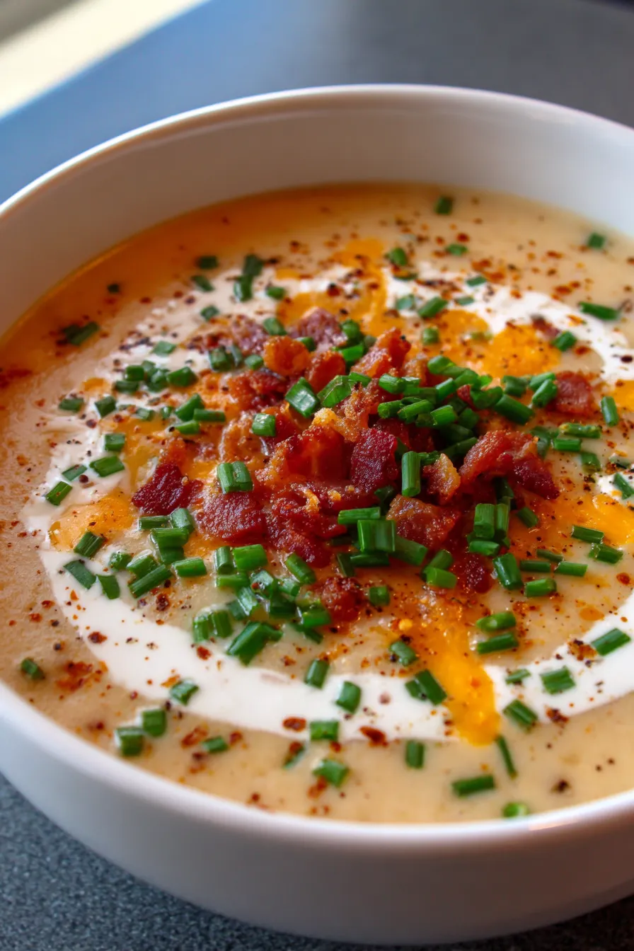 homemade potato soup rustic bowl