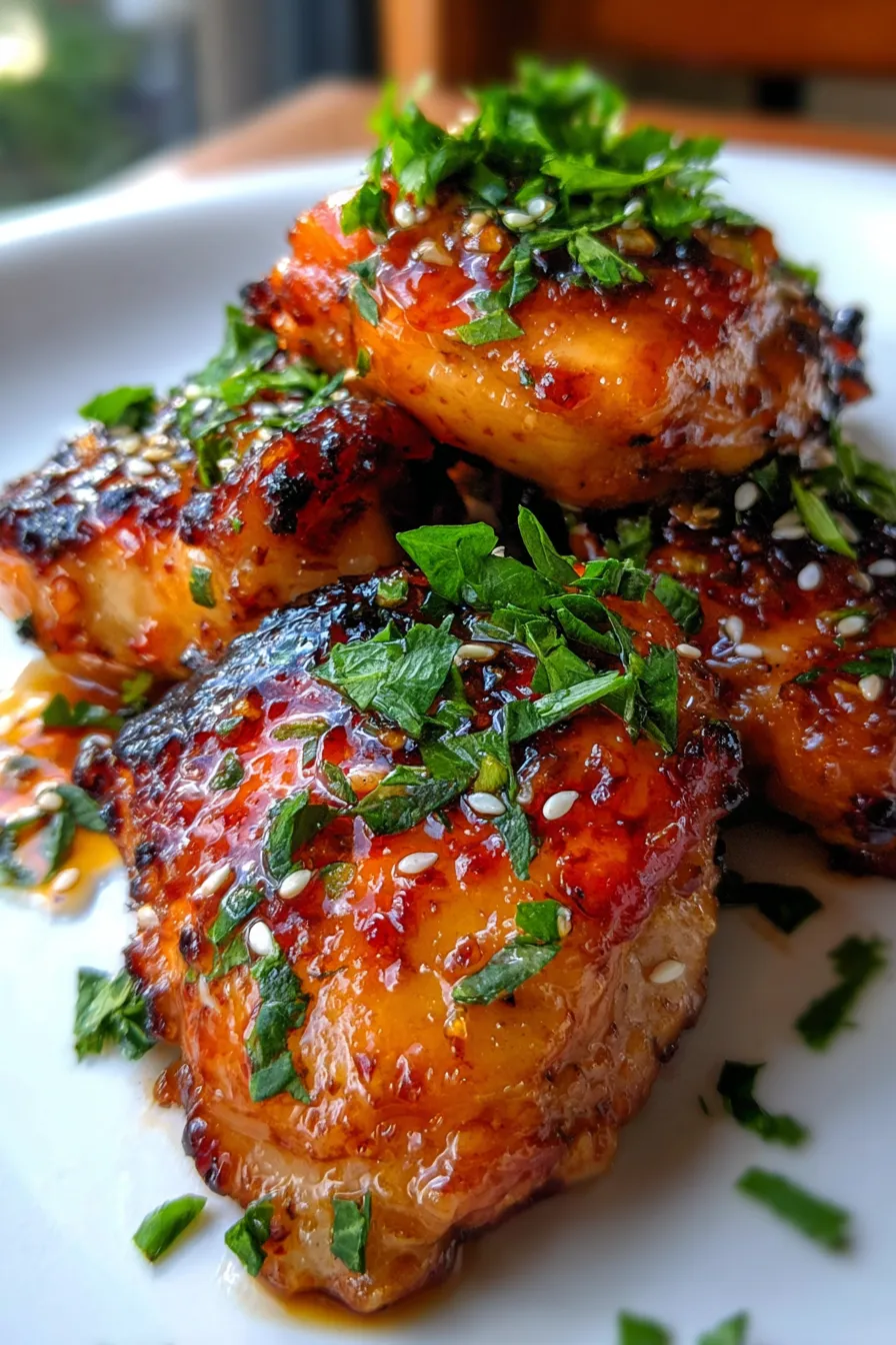 Honey Garlic Chicken – Simple Sweet and Savory Family Meal-plated with rice-vibrant