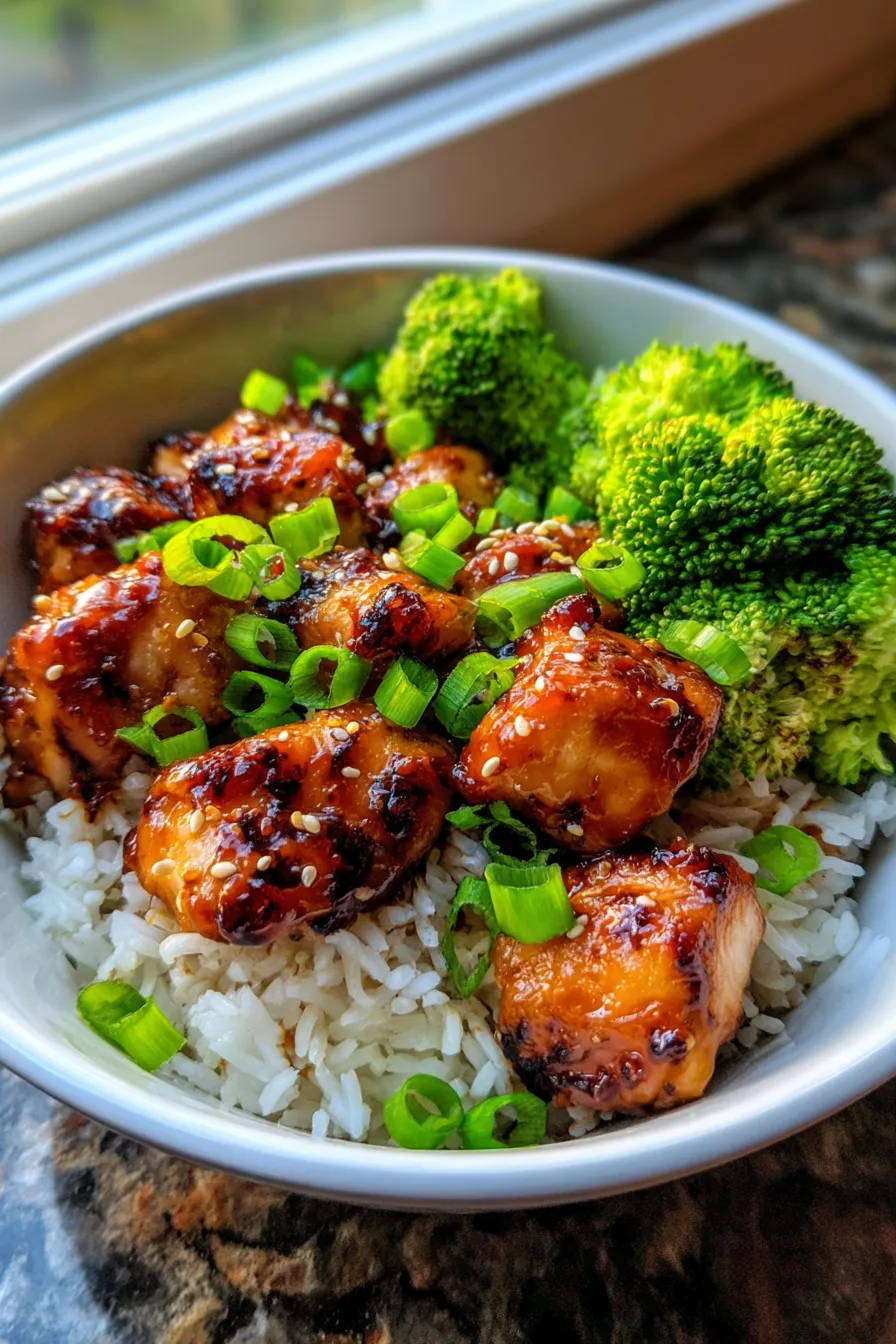 hot honey chicken bowls texture closeup