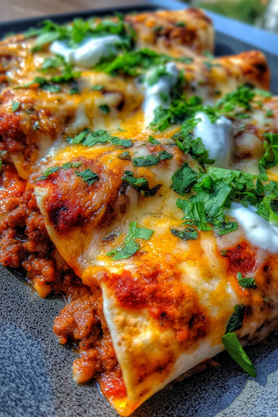 ingredients for one-pan beef enchiladas flat lay