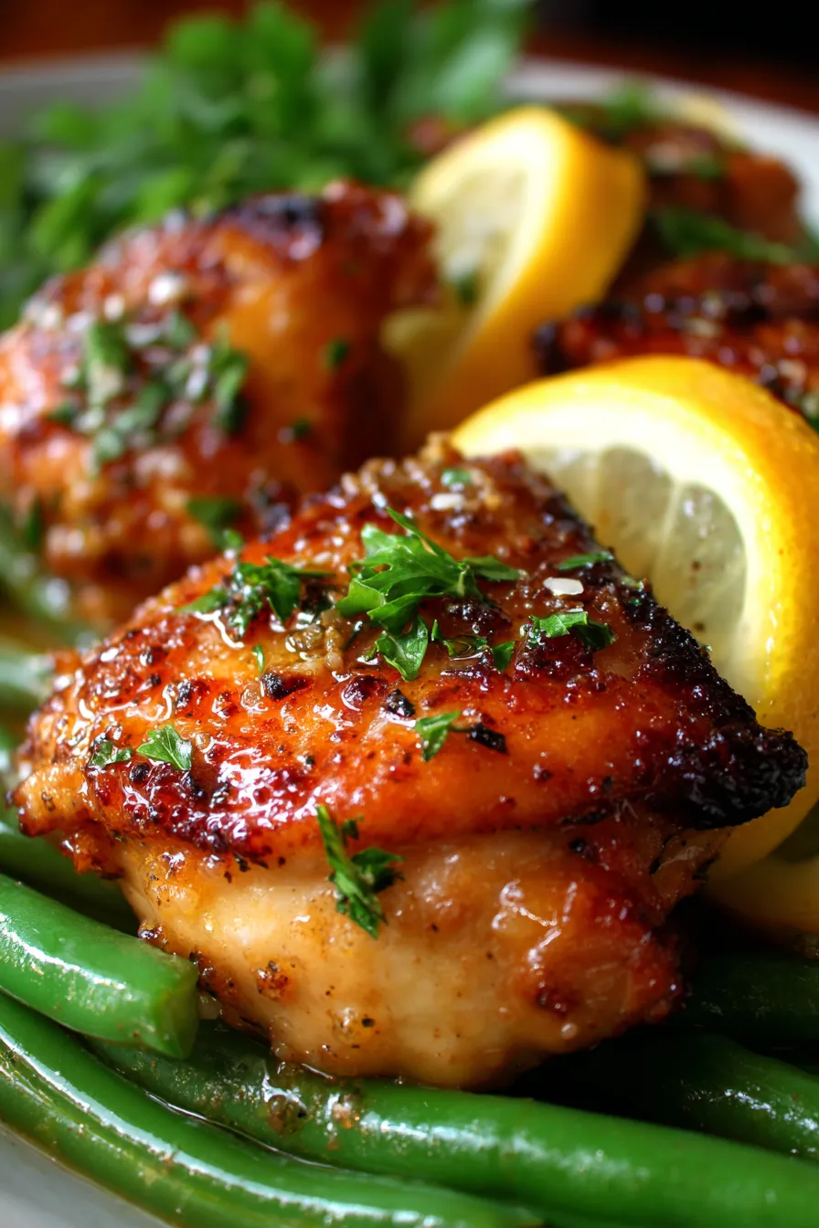 Lemon Garlic Butter Chicken Thighs with Green Beans-cooking-pan