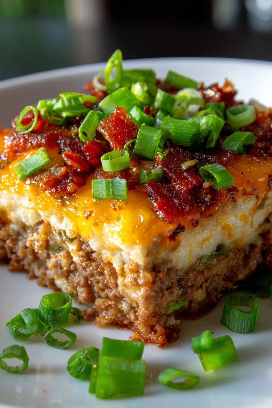 Low-Carb Bacon Cheeseburger Casserole-texture-closeup