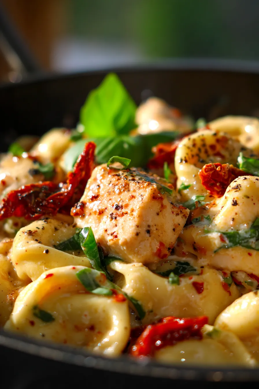 Marry Me Chicken Tortellini (Creamy Weeknight Favorite)-texture-closeup